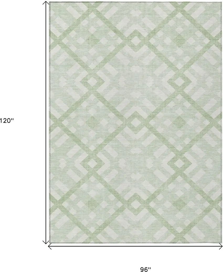 Mint Green And Ivory Geometric Washable Indoor Outdoor Area Rug Photo 3