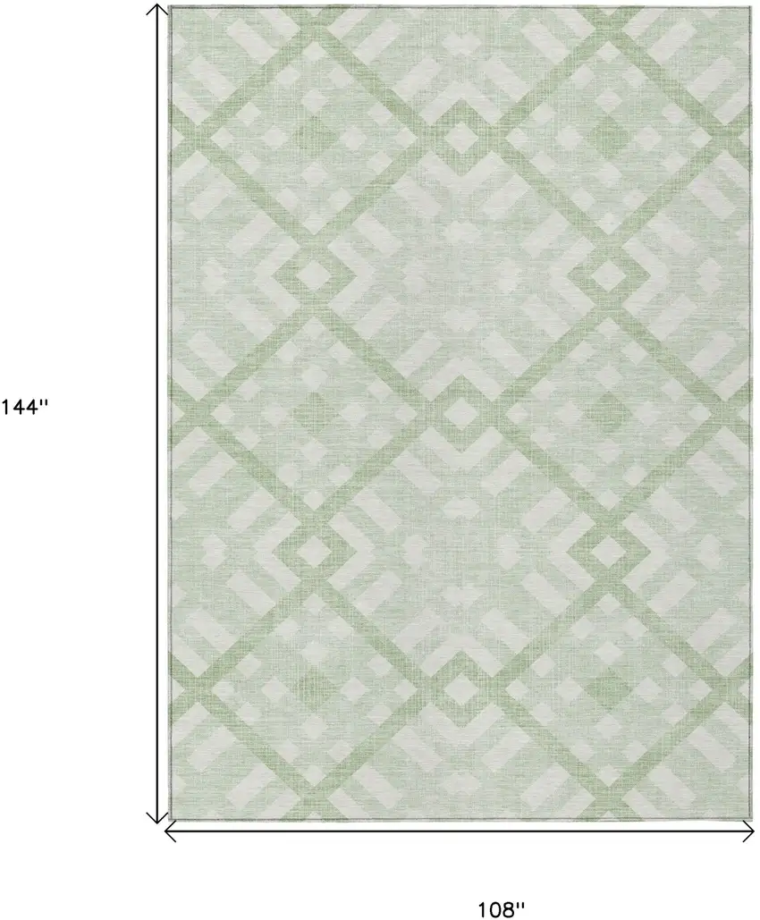 Mint Green And Ivory Geometric Washable Indoor Outdoor Area Rug Photo 3