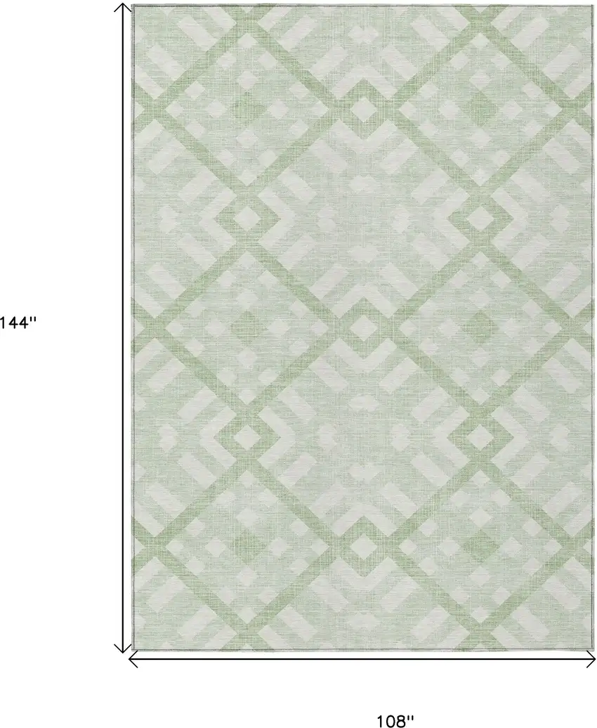 Mint Green And Ivory Geometric Washable Indoor Outdoor Area Rug Photo 3