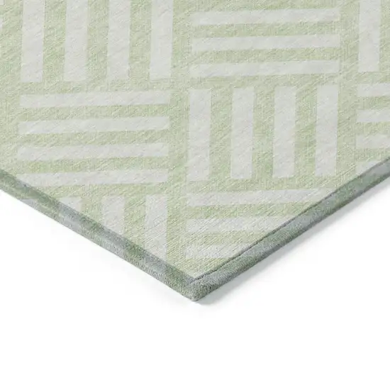 Mint Green And Ivory Geometric Washable Indoor Outdoor Area Rug Photo 4