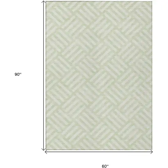 Mint Green And Ivory Geometric Washable Indoor Outdoor Area Rug Photo 3