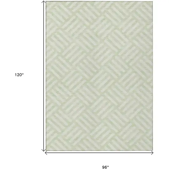 Mint Green And Ivory Geometric Washable Indoor Outdoor Area Rug Photo 9