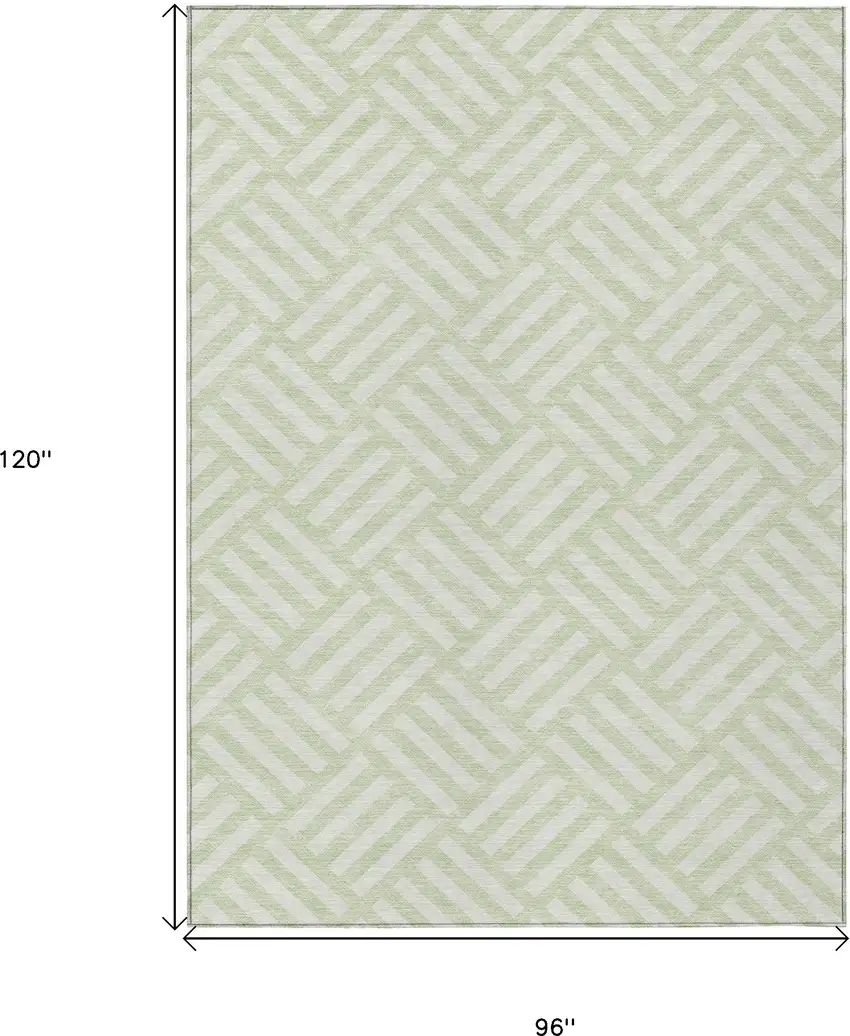 Mint Green And Ivory Geometric Washable Indoor Outdoor Area Rug Photo 9