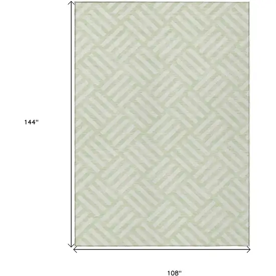 Mint Green And Ivory Geometric Washable Indoor Outdoor Area Rug Photo 3