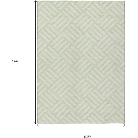 Mint Green And Ivory Geometric Washable Indoor Outdoor Area Rug Photo 3