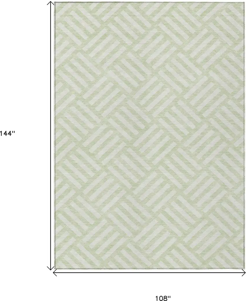 Mint Green And Ivory Geometric Washable Indoor Outdoor Area Rug Photo 3