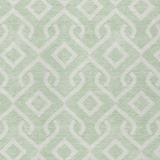 Mint Green And Ivory Geometric Washable Indoor Outdoor Area Rug Photo 6
