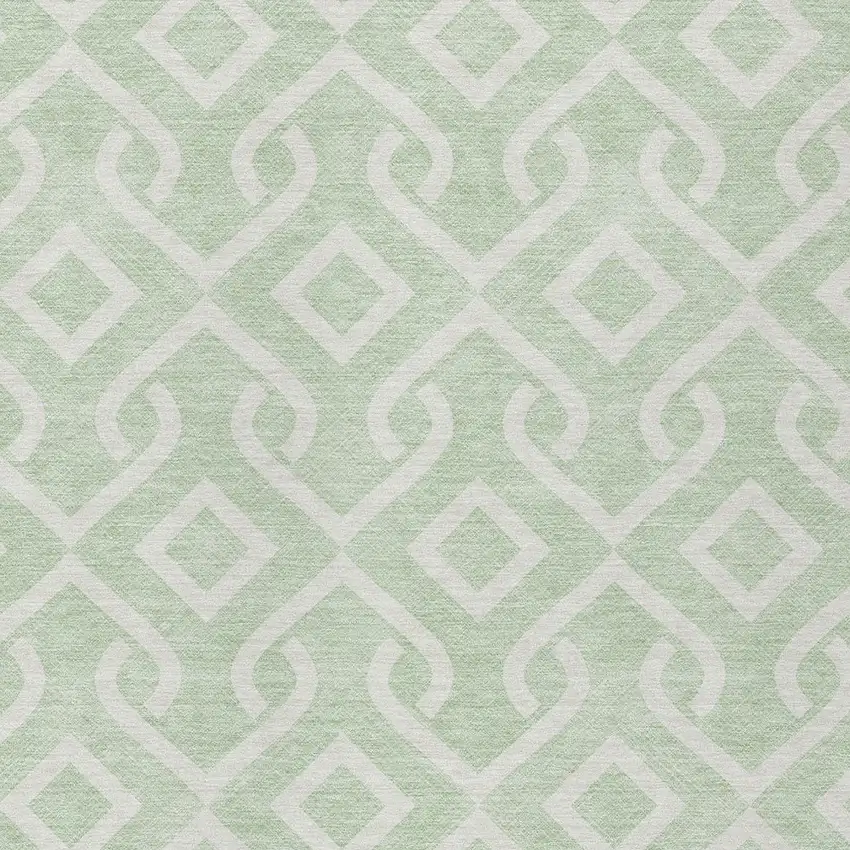 Mint Green And Ivory Geometric Washable Indoor Outdoor Area Rug Photo 6