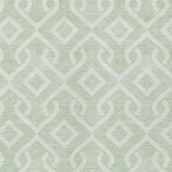 Mint Green And Ivory Geometric Washable Indoor Outdoor Area Rug Photo 7