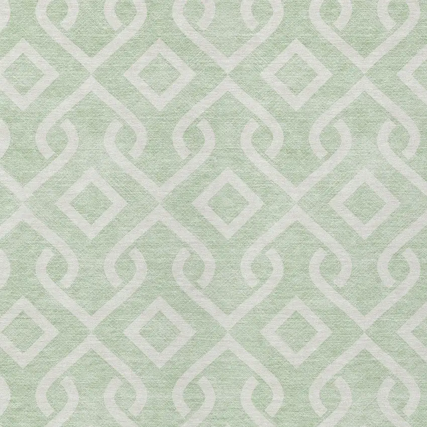 Mint Green And Ivory Geometric Washable Indoor Outdoor Area Rug Photo 7