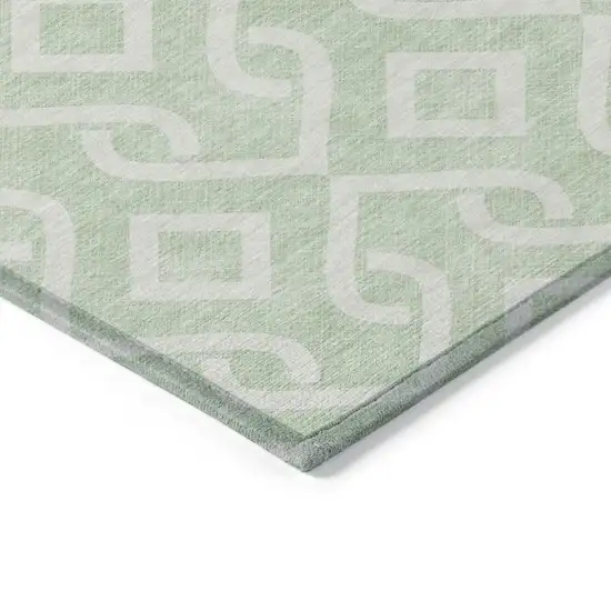 Mint Green And Ivory Geometric Washable Indoor Outdoor Area Rug Photo 5