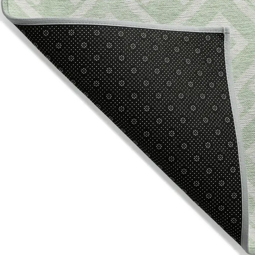 Mint Green And Ivory Geometric Washable Indoor Outdoor Area Rug Photo 4