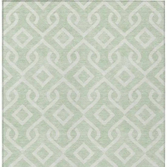 Mint Green And Ivory Geometric Washable Indoor Outdoor Area Rug Photo 3