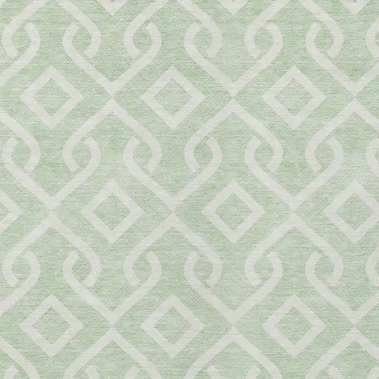 Mint Green And Ivory Geometric Washable Indoor Outdoor Area Rug Photo 6