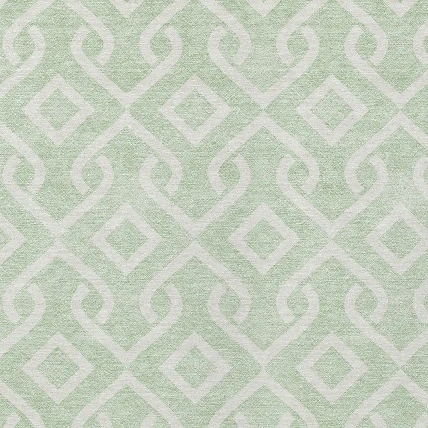 Mint Green And Ivory Geometric Washable Indoor Outdoor Area Rug Photo 6