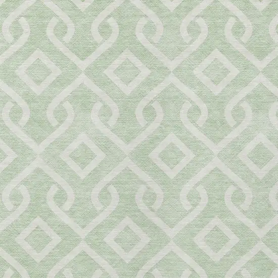 Mint Green And Ivory Geometric Washable Indoor Outdoor Area Rug Photo 8