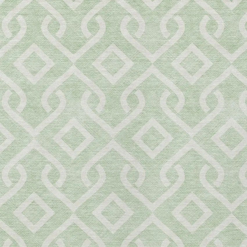 Mint Green And Ivory Geometric Washable Indoor Outdoor Area Rug Photo 8