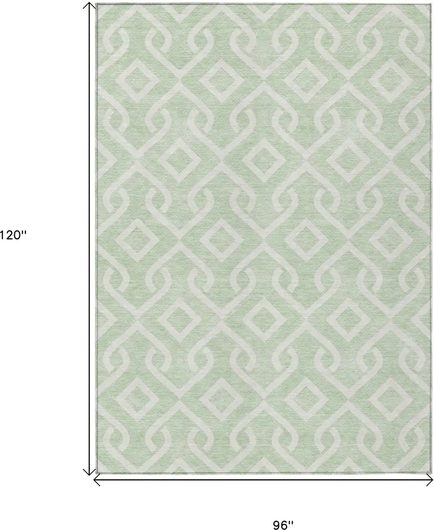 Mint Green And Ivory Geometric Washable Indoor Outdoor Area Rug Photo 3