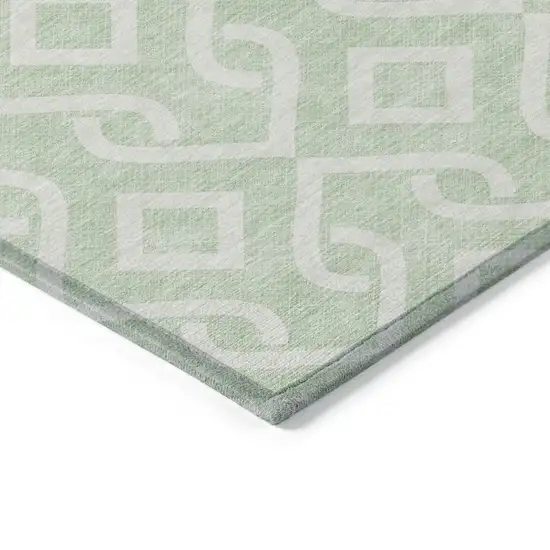 Mint Green And Ivory Geometric Washable Indoor Outdoor Area Rug Photo 4