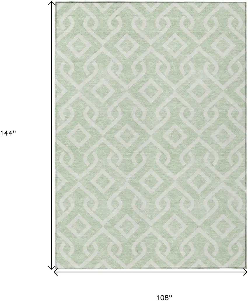 Mint Green And Ivory Geometric Washable Indoor Outdoor Area Rug Photo 3