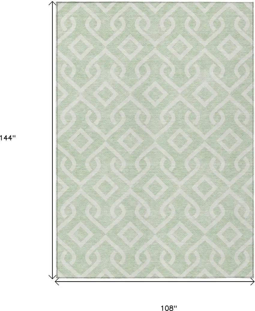 Mint Green And Ivory Geometric Washable Indoor Outdoor Area Rug Photo 3