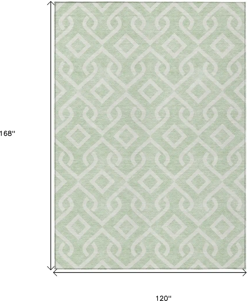 Mint Green And Ivory Geometric Washable Indoor Outdoor Area Rug Photo 3