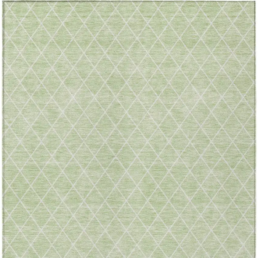 Mint Green And Ivory Geometric Washable Indoor Outdoor Area Rug Photo 6