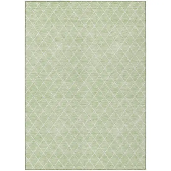 Mint Green And Ivory Geometric Washable Indoor Outdoor Area Rug Photo 2