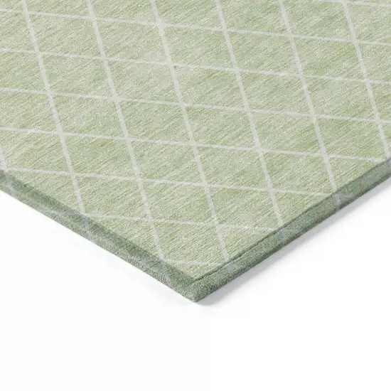 Mint Green And Ivory Geometric Washable Indoor Outdoor Area Rug Photo 4