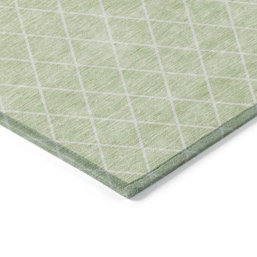 Mint Green And Ivory Geometric Washable Indoor Outdoor Area Rug Photo 4