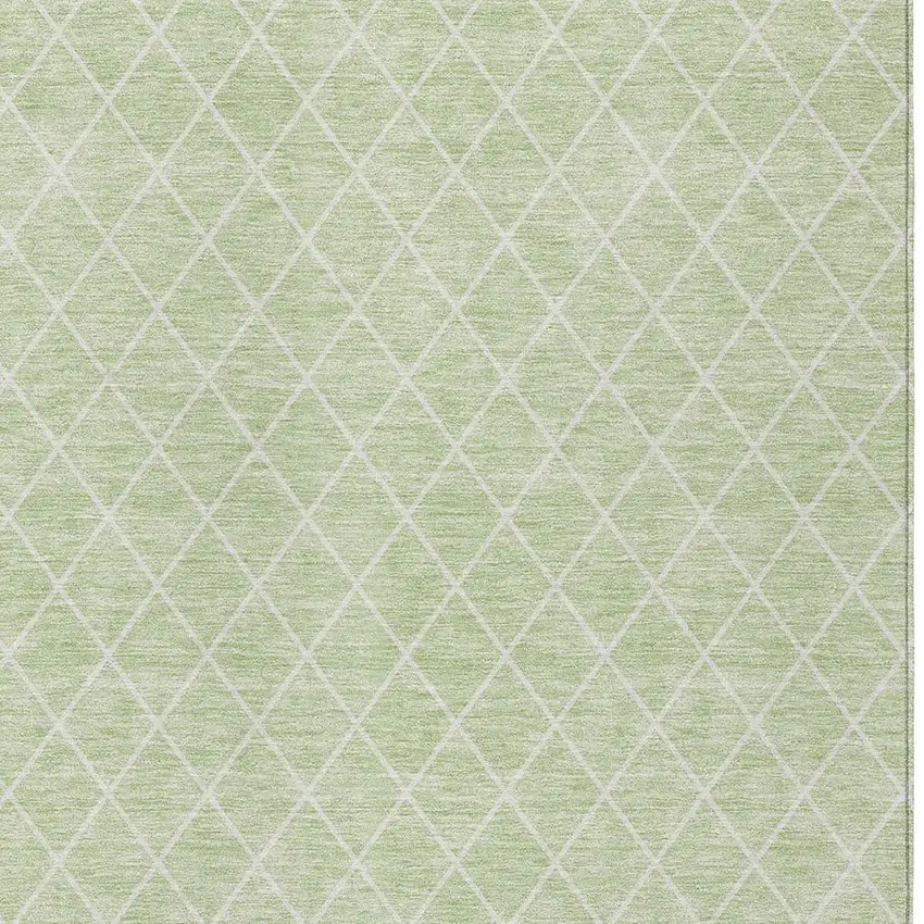 Mint Green And Ivory Geometric Washable Indoor Outdoor Area Rug Photo 5