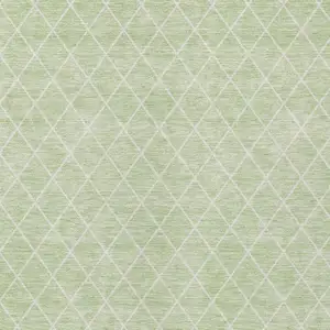 Photo of Mint Green And Ivory Geometric Washable Indoor Outdoor Area Rug