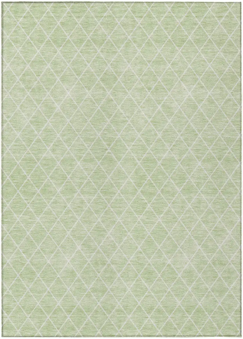 Mint Green And Ivory Geometric Washable Indoor Outdoor Area Rug Photo 2