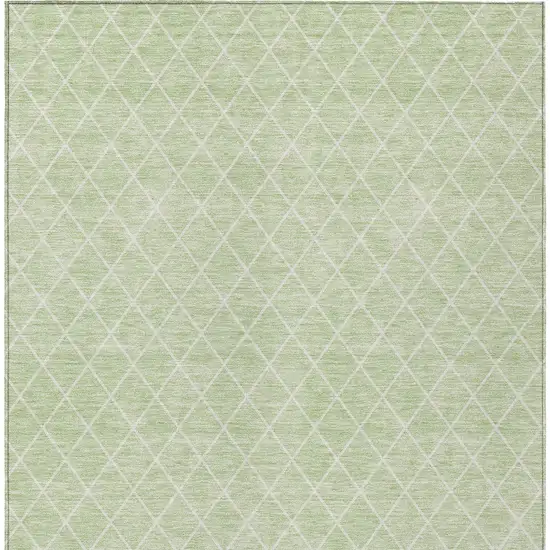 Mint Green And Ivory Geometric Washable Indoor Outdoor Area Rug Photo 6