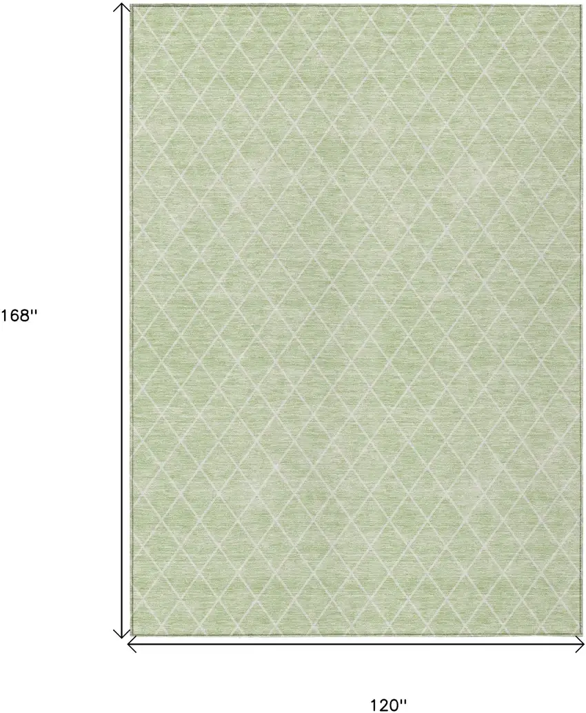 Mint Green And Ivory Geometric Washable Indoor Outdoor Area Rug Photo 3