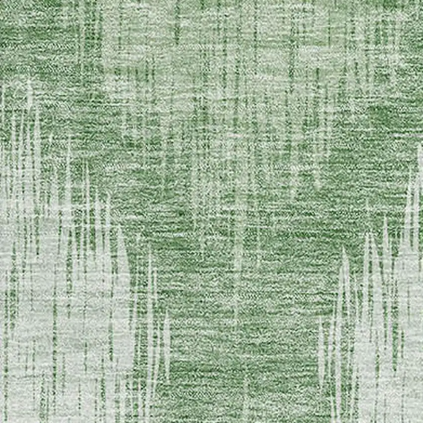 Mint Green And Ivory Ikat Washable Area Rug With UV Protection Photo 3