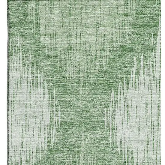 Mint Green And Ivory Ikat Washable Area Rug With UV Protection Photo 4