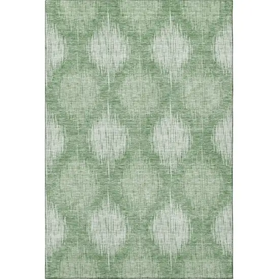 Mint Green And Ivory Ikat Washable Area Rug With UV Protection Photo 3