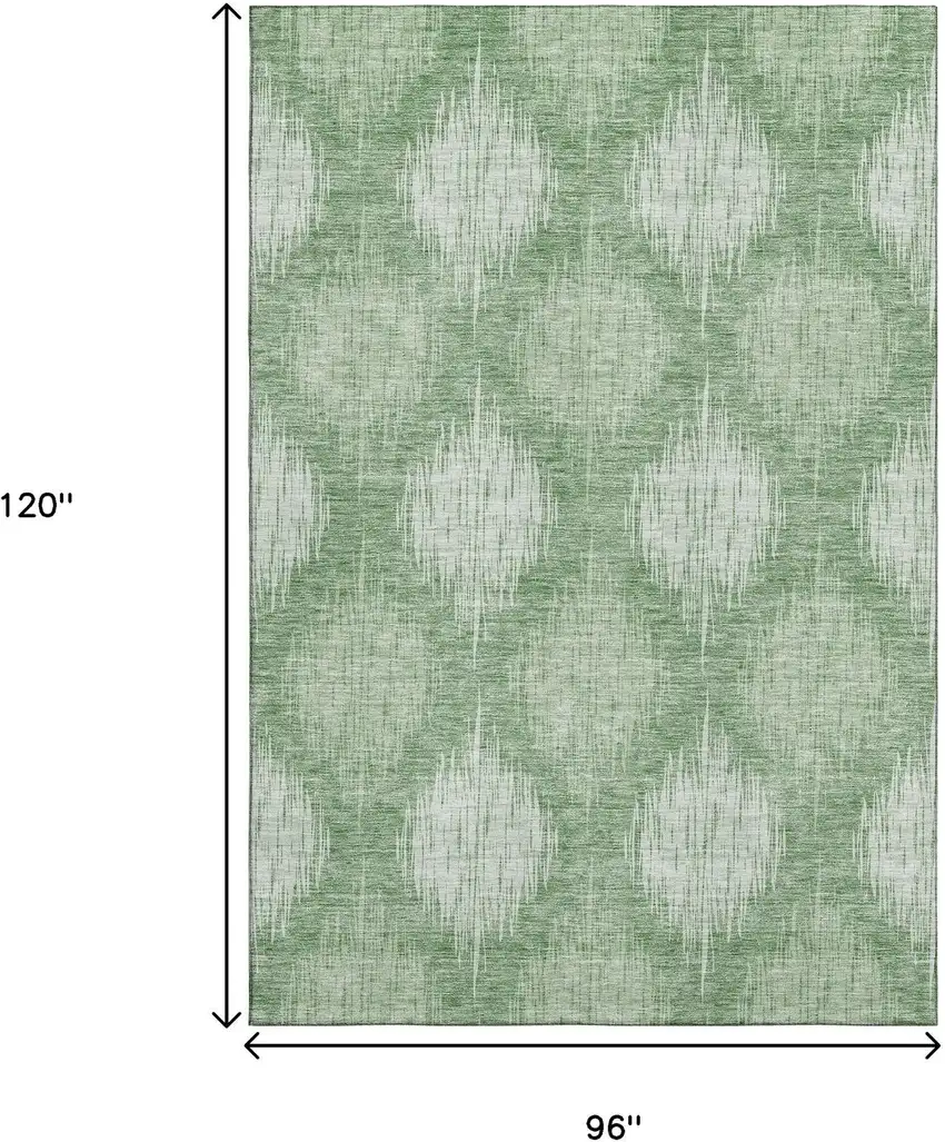Mint Green And Ivory Ikat Washable Area Rug With UV Protection Photo 3