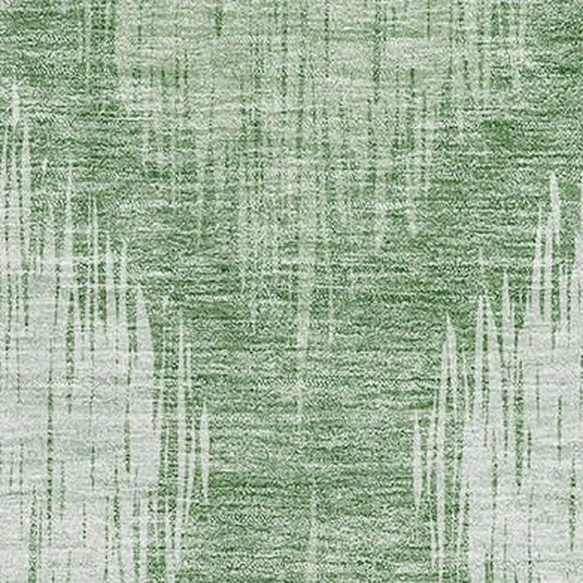 Mint Green And Ivory Ikat Washable Area Rug With UV Protection Photo 3