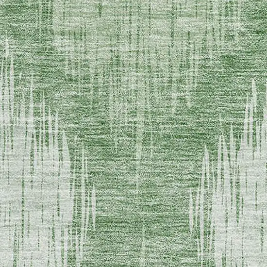 Mint Green And Ivory Ikat Washable Area Rug With UV Protection Photo 3