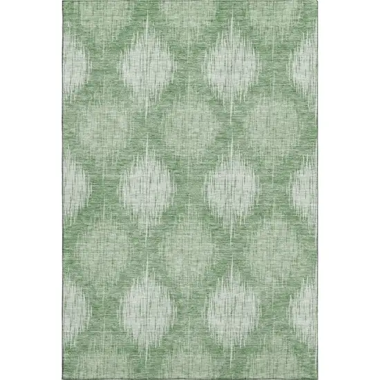 Mint Green And Ivory Ikat Washable Area Rug With UV Protection Photo 1