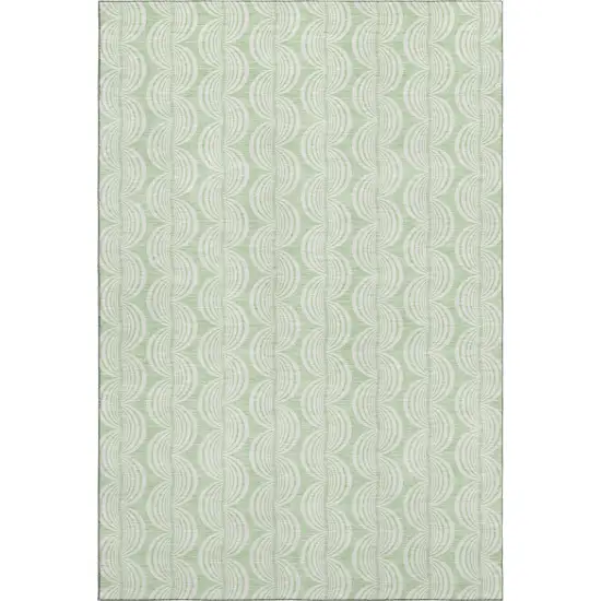 Mint Green And Ivory Ogee Washable Area Rug With UV Protection Photo 1