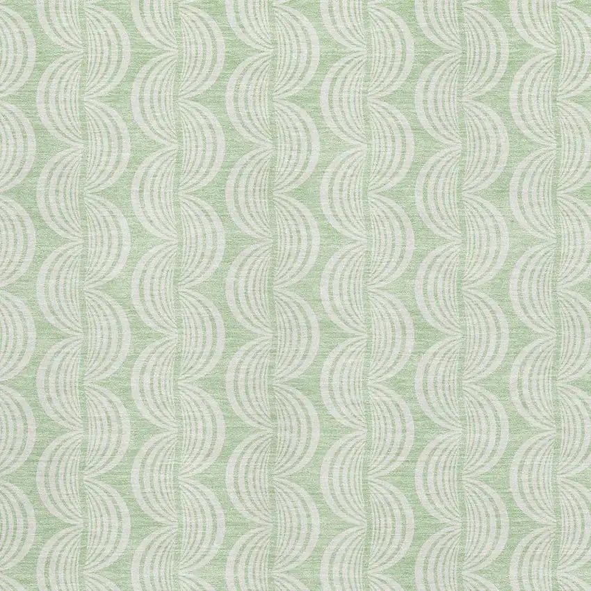 Mint Green And Ivory Ogee Washable Area Rug With UV Protection Photo 2