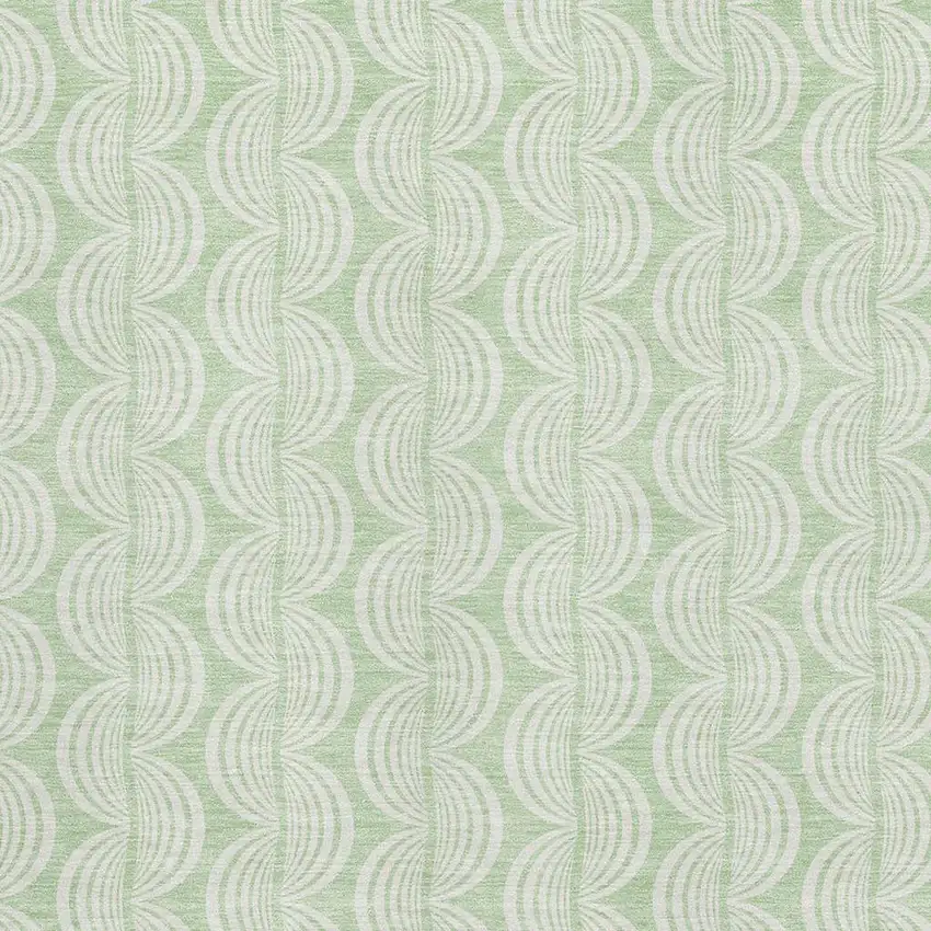 Mint Green And Ivory Ogee Washable Area Rug With UV Protection Photo 2