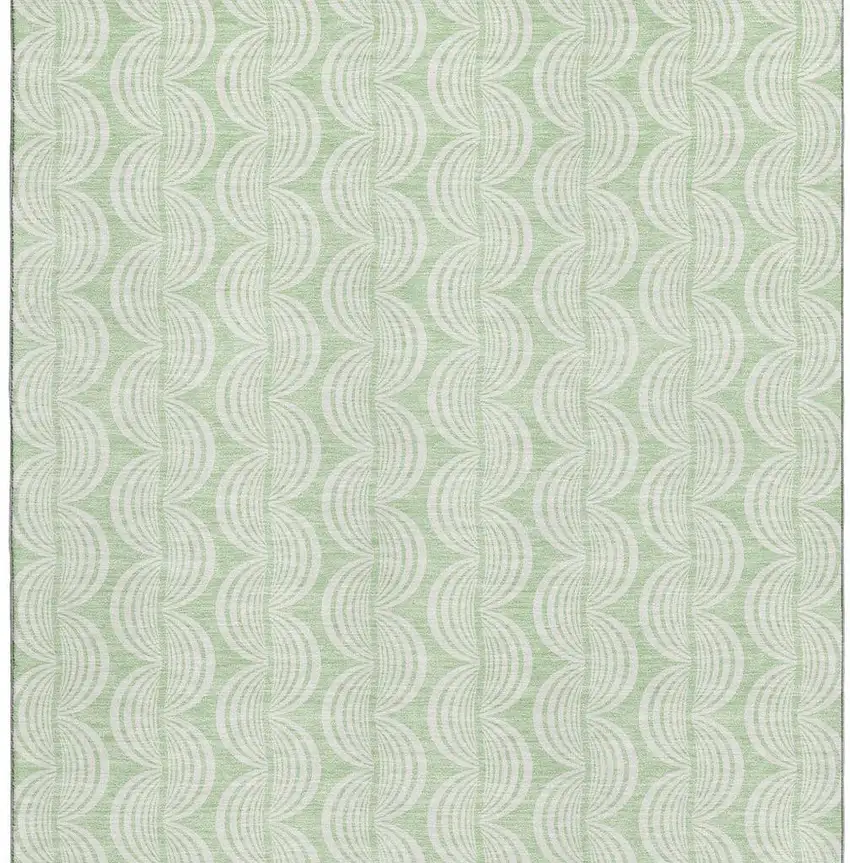 Mint Green And Ivory Ogee Washable Area Rug With UV Protection Photo 3