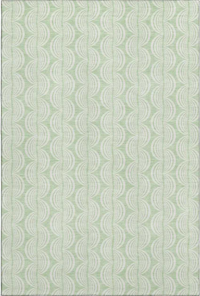 Mint Green And Ivory Ogee Washable Area Rug With UV Protection Photo 1