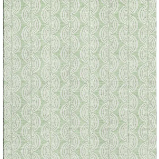 Mint Green And Ivory Ogee Washable Area Rug With UV Protection Photo 3