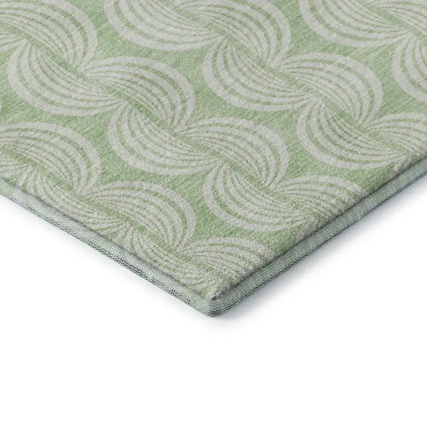 Mint Green And Ivory Ogee Washable Area Rug With UV Protection Photo 7