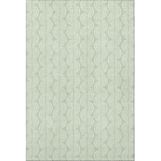 Mint Green And Ivory Ogee Washable Area Rug With UV Protection Photo 4
